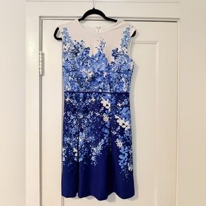 Studio One Blue and White Floral Midi Dress